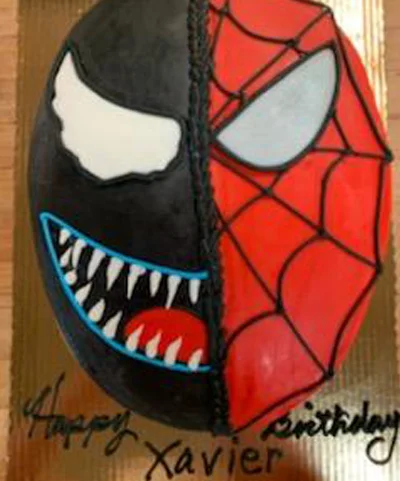 Half Venom, half Spider-Man cake